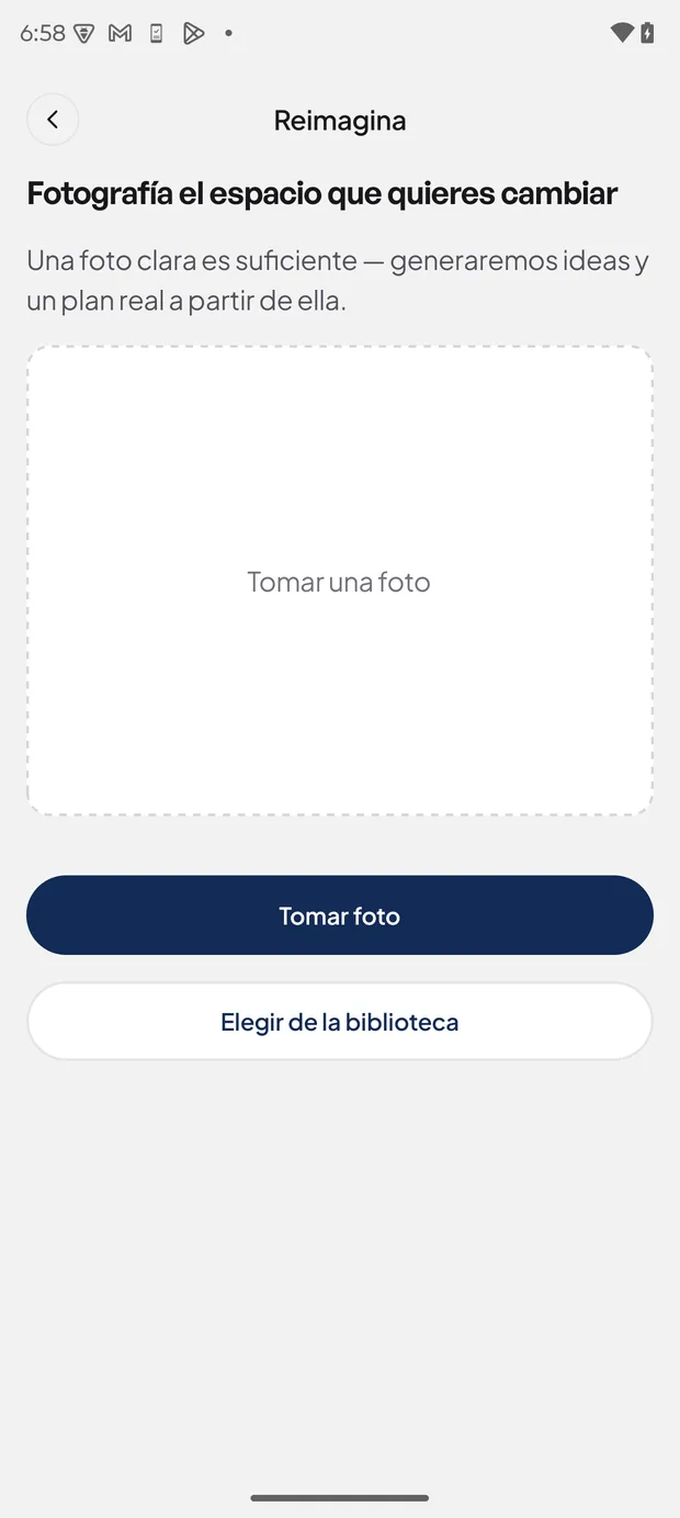 Pantalla de captura de la foto del espacio