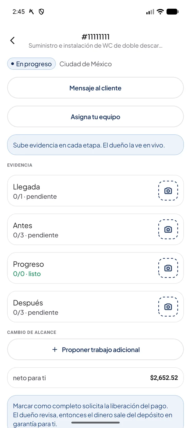 Las cuatro etapas de evidencia: llegada, antes, progreso y después